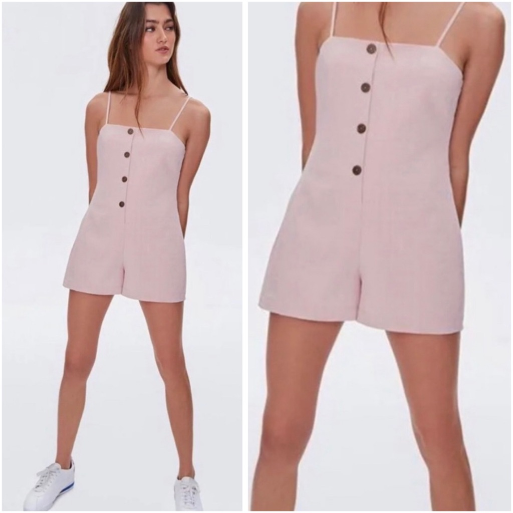 Pink Button Down Romper